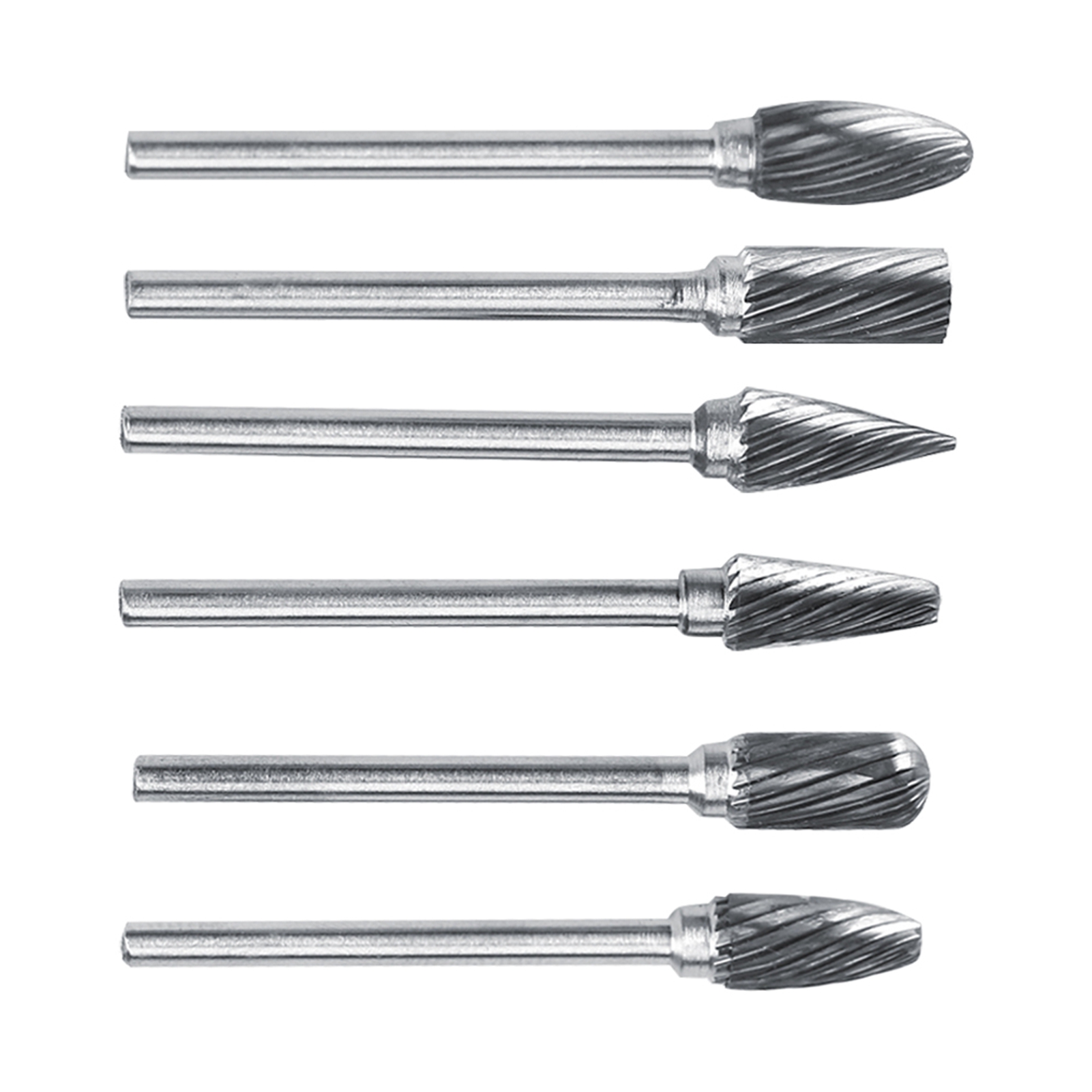 10-teiliges Set Rotierender Feilen Aus Wolframkarbidstahl, 3 Mm Schaft, 6 Mm Schnittdurchmesser, Einzelschnitt