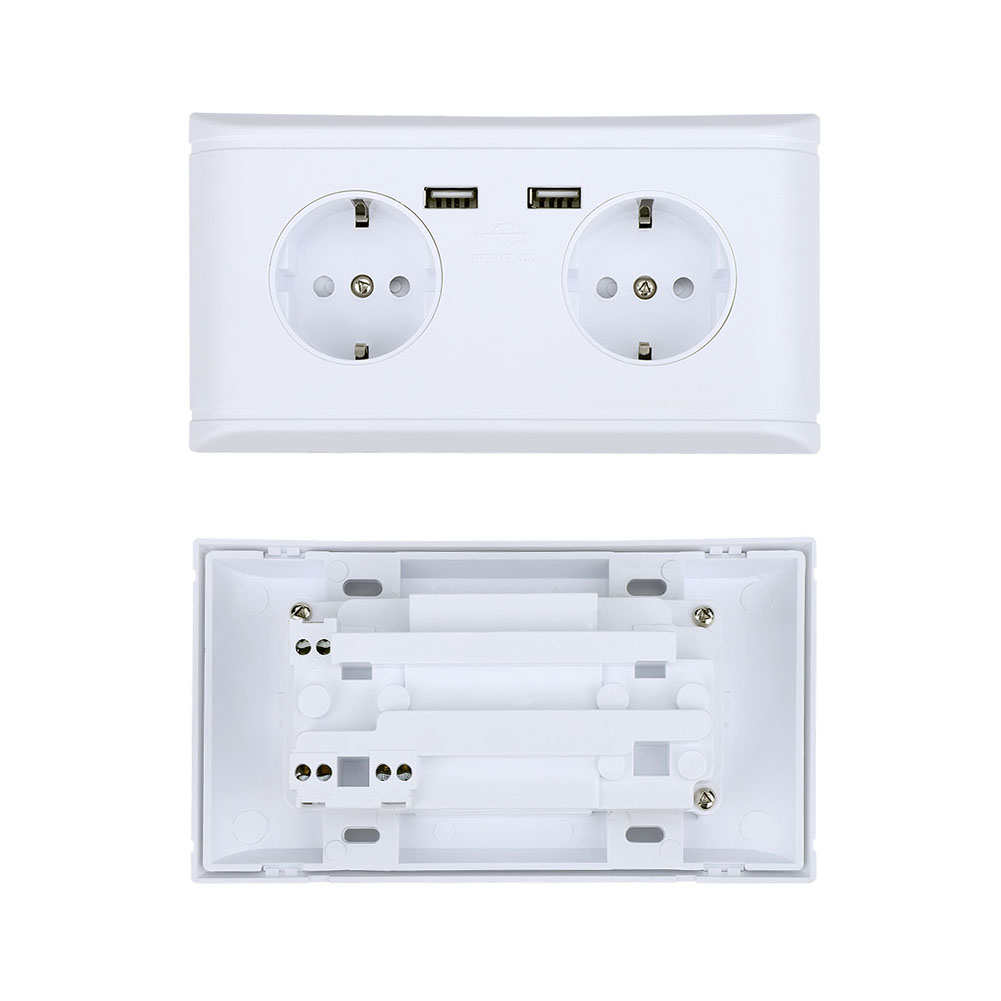 Multifunktionale Eu-steckdose Mit Zwei Usb-anschlüssen Zum Laden Von Mobiltelefonen (250 V)
