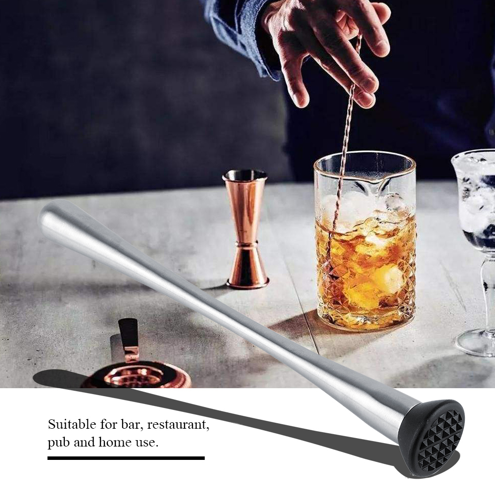 Cocktailstampfer Aus Edelstahl Mit Langem Griff, Ideal Zum Mixen Von Mojito-früchten Und Anderen Getränken.