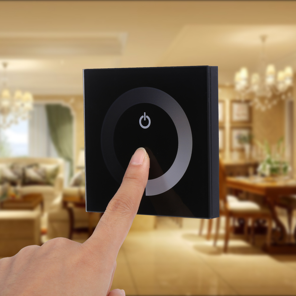 Einfarbiger Touchpanel-dimmer-wandschalter-controller Für Led-lichtleiste (12–24 V Dc), Schwarz