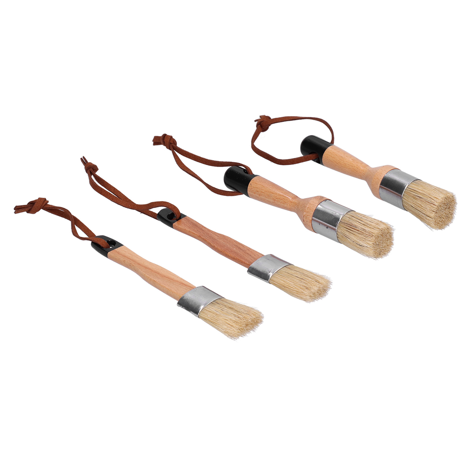 4-teiliges Set Pinsel Mit Rundem Kopf Und Holzgriff Zum Streichen Und Wachsen Von Möbeln Und Zur Heimdekoration
