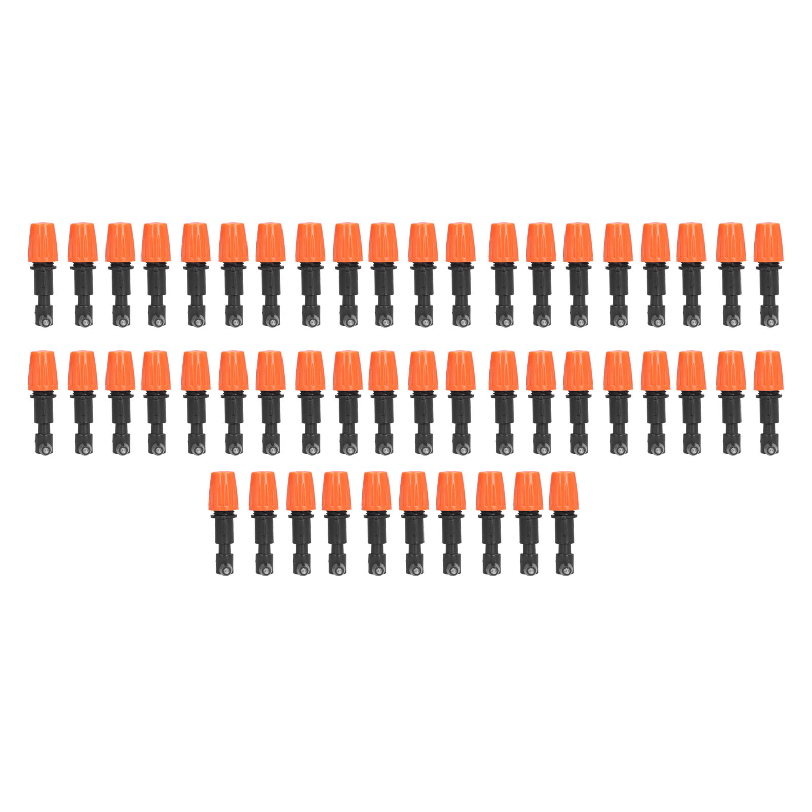 50 Stück T-stücke Mit Orangefarbenen, Verstellbaren Mikro-zerstäuberdüsen Für Die Bewässerung Von Garten Und Gewächshaus