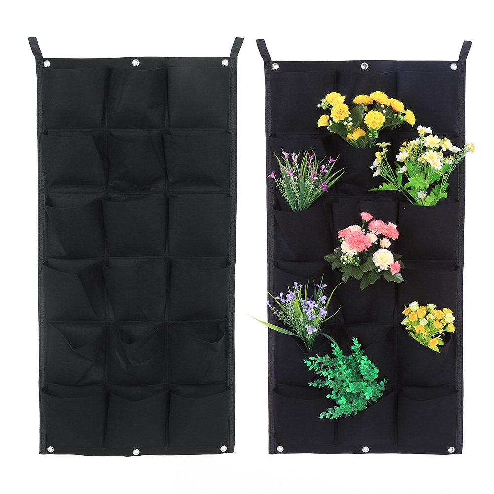 Vertikale Pflanzbeutel Aus Filz Mit 18 Fächern, 100 X 50 Cm, Zum Aufhängen An Der Wand