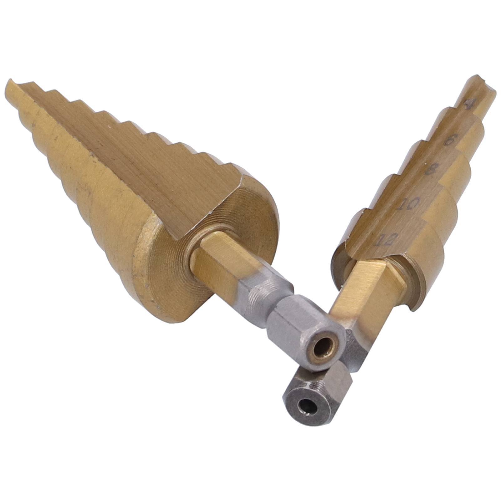 3-teiliges Hss-stufenbohrer-set 412/420/432 Mm, Sechskantschaft, Gerade Nut, Pagodenbohrer