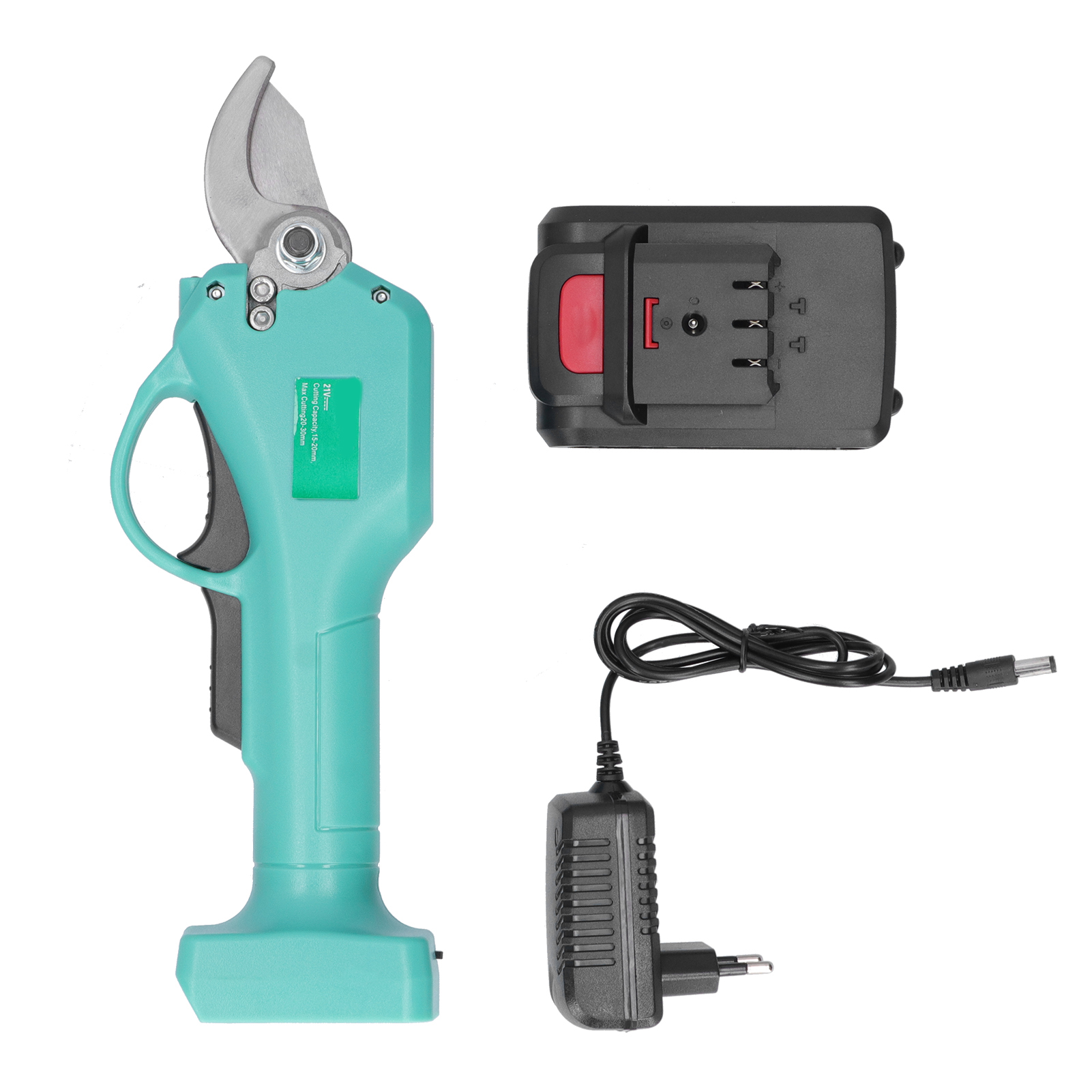Elektrische Gartenschere Mit 4 Gängen, 21 V, Kabellos, Wiederaufladbar, Eu-stecker 110–240 V