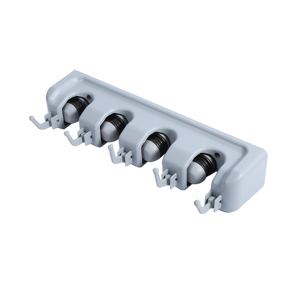 Wandmontierter Halter Für Küchenmopp Und Besen, Organizer, Aufbewahrungsständer (4 Positionen Und 5 Haken)