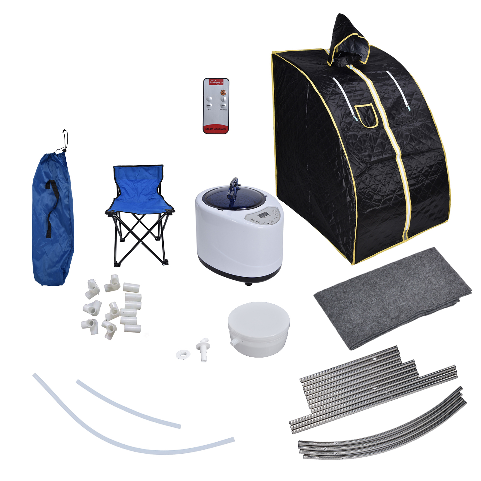 1000-w-dampfgenerator-zeltbox-set, 1–9 Einstellbare Stufen, Schwitzdampfgerät Für Spa-therapie Und Gewichtsabnahme, Schwarz, Eu, Ac 220–240 V
