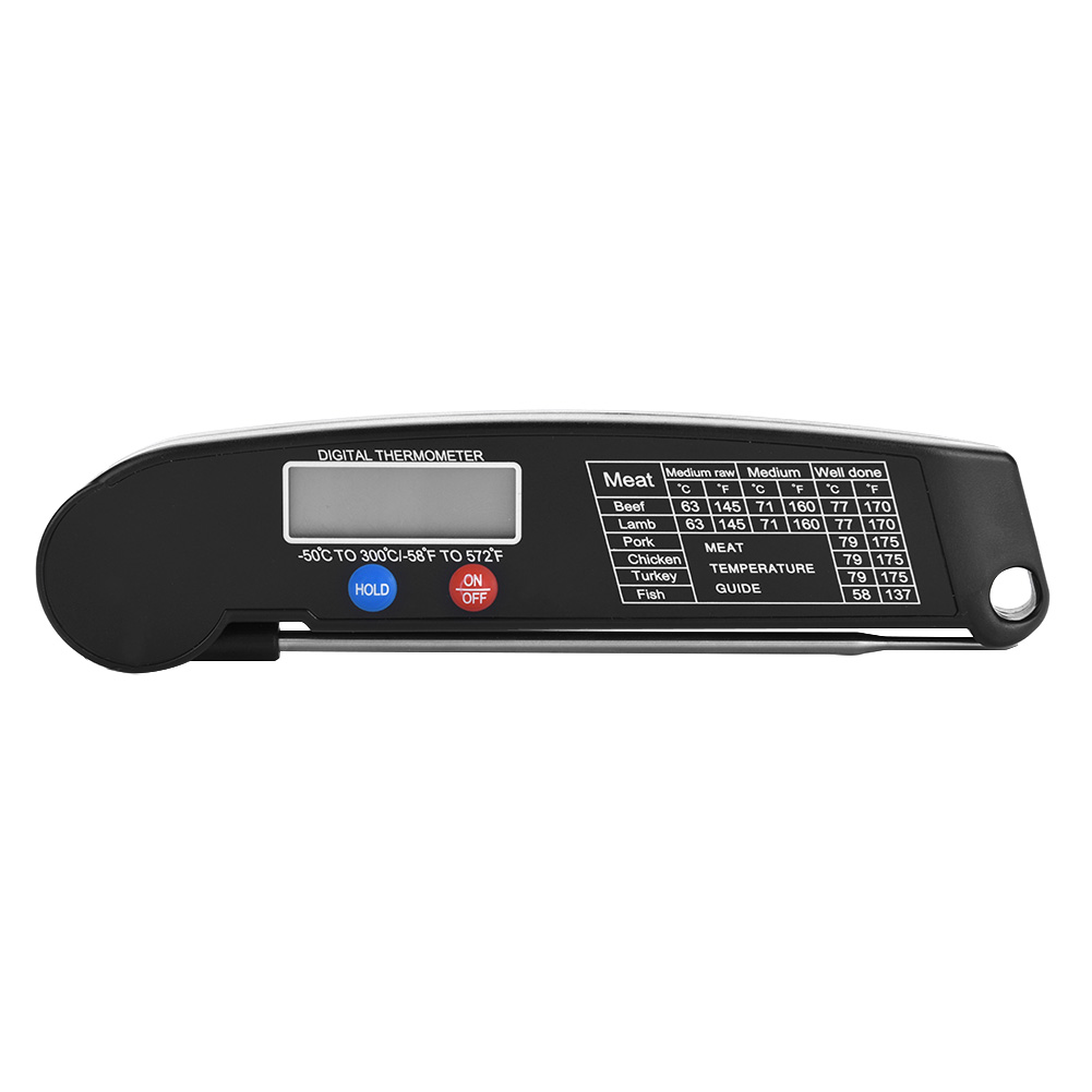 Digitales Lcd-lebensmittelthermometer Mit Klappbarer Sonde, Geeignet Für Küche, Grill Und Bbq, Schwarz