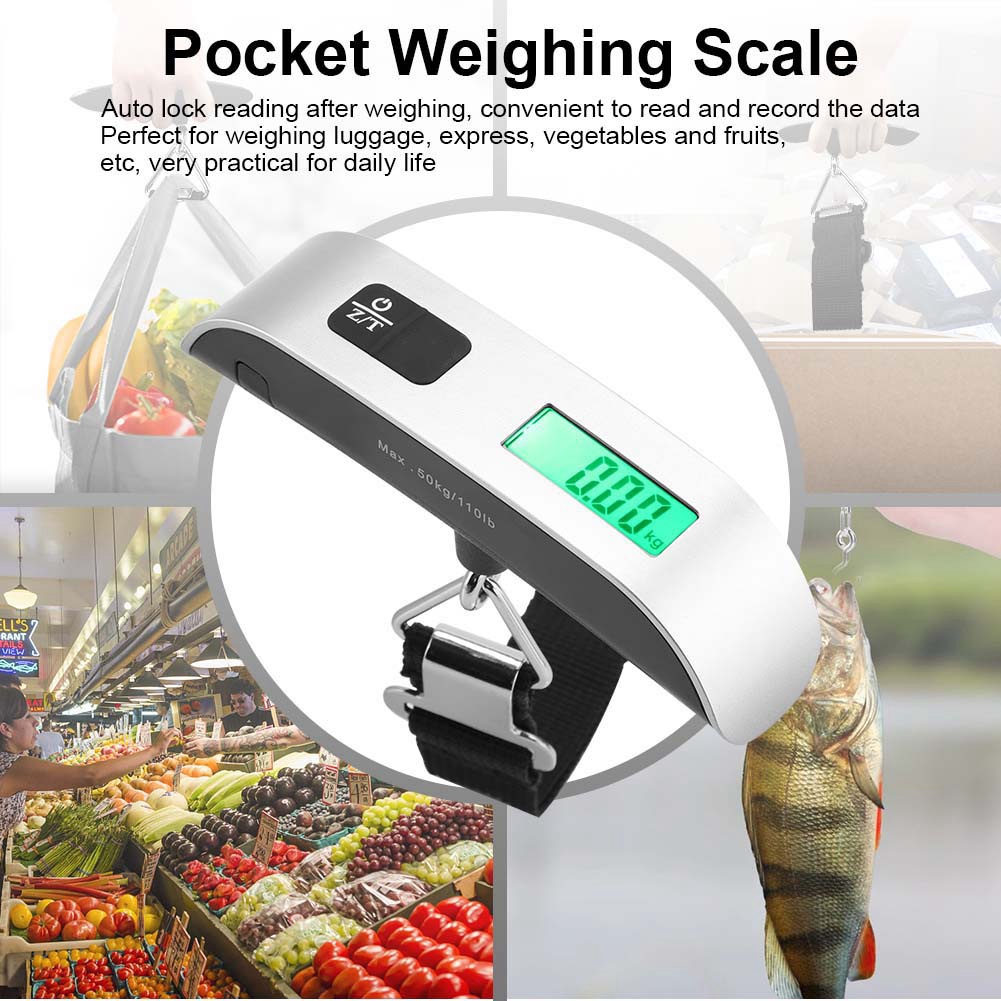 Mini-digitalwaage Mit Lcd-display, Tragbar, Mit Haken, Max. Traglast 50 Kg