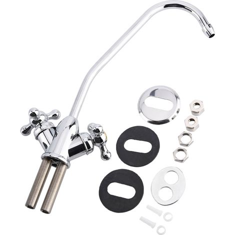 1/4" Küchenarmatur Mit Doppelkopf Aus Zinklegierung, Verchromt, Umkehrosmose-trinkwasserfilter