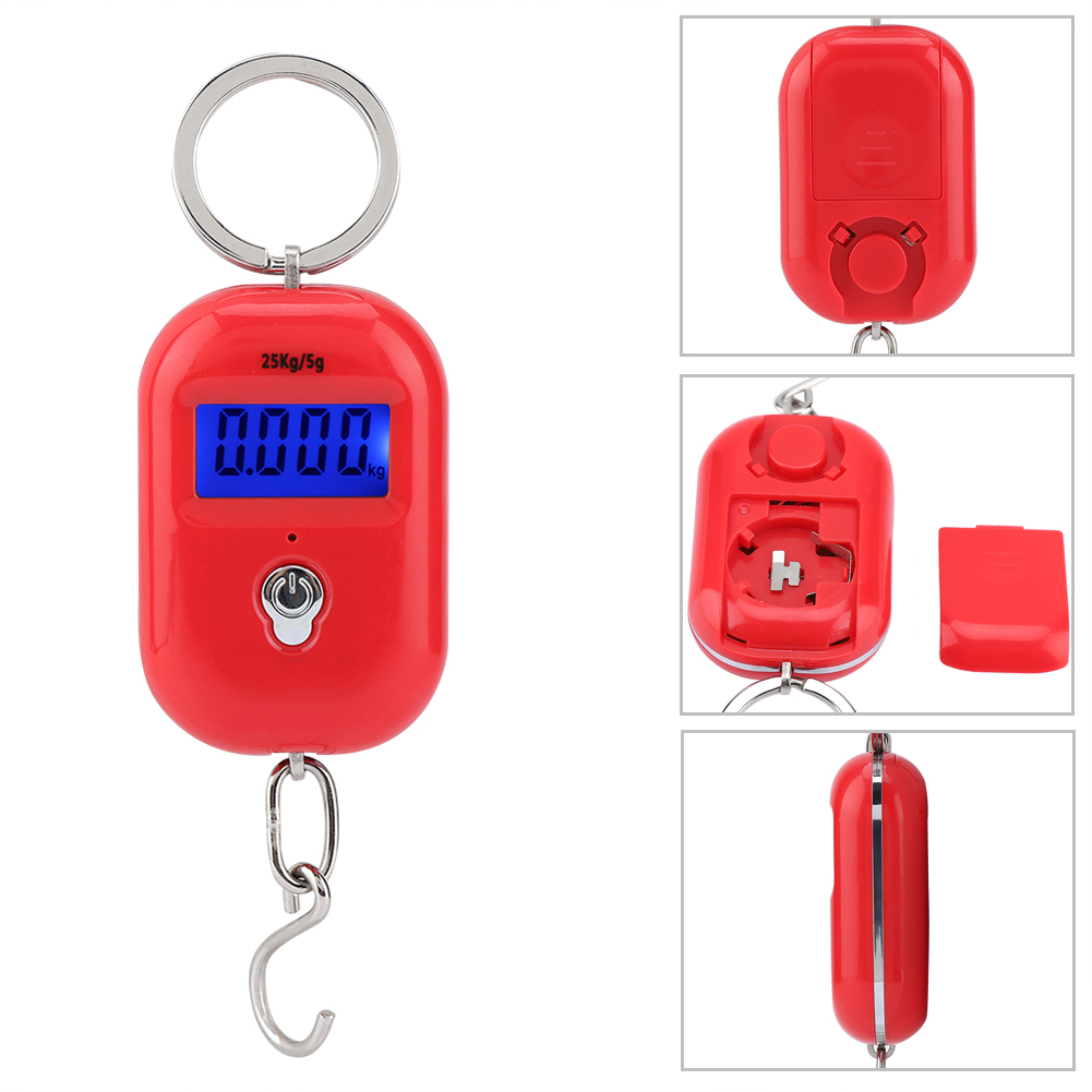 Tragbare Mini-elektronikwaage 25 Kg/5 G, Digitale Taschenwaage Mit Schlüsselanhänger Und Gewichtshaken