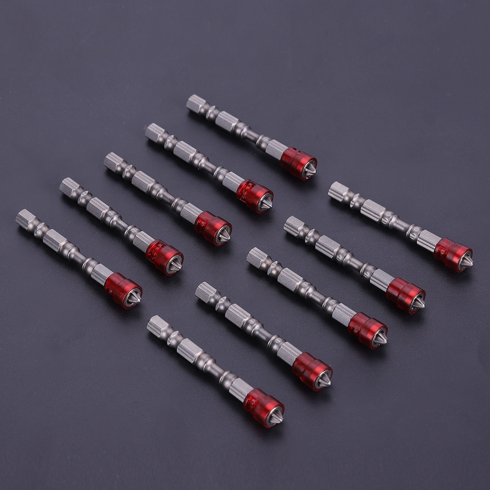 10 Stück 1/4-zoll-sechskantschaft Ph2 Magnetische Schraubendreherbits Für Elektrische Schraubendreher (roter Magnet)