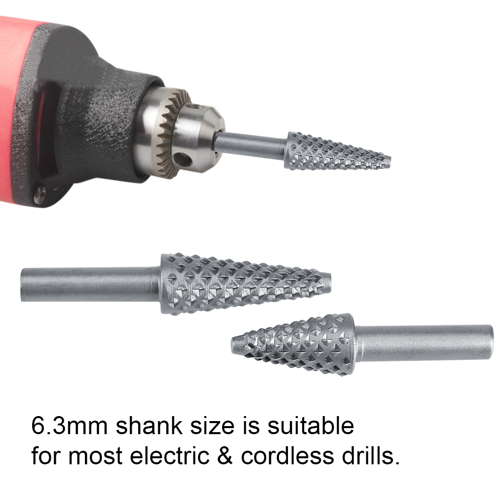 5-teiliges Set Aus Rotationsfräsern Und -raspeln Aus Hartmetall Mit 6,3 Mm Schaft Für Holzschnitzarbeiten