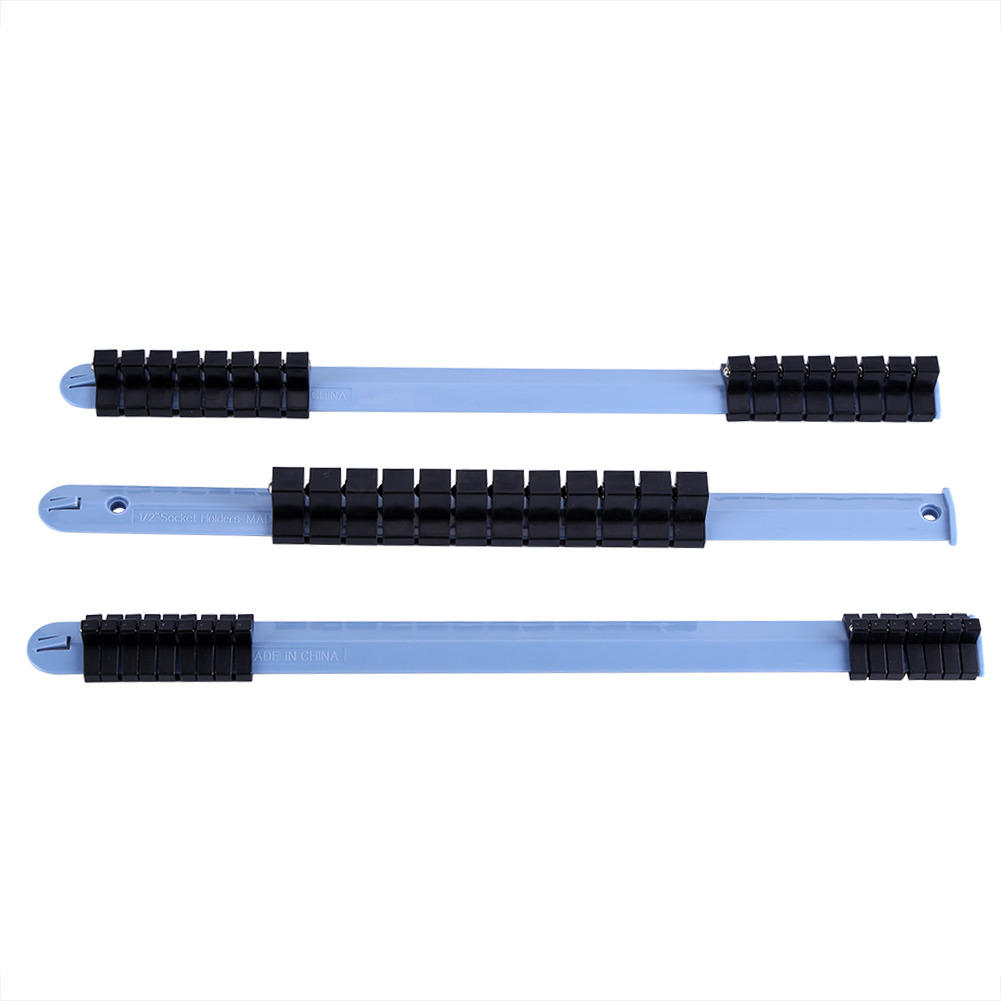 3-teiliges Wandmontage-steckdosenregal Aus Kunststoff Für 1/4", 3/8" Und 1/2" Steckdosen, Trennschienen, Ablagefächer Und Organizer