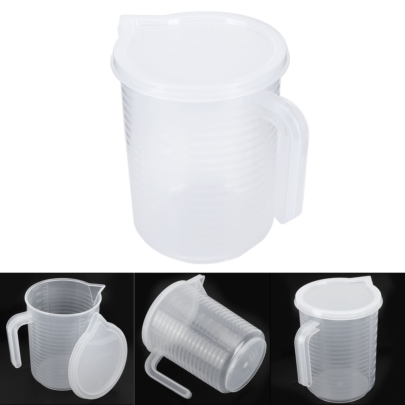 500 Ml/1000 Ml Messbecher Aus Transparentem Kunststoff Mit Deckel, Küchenzubehör Zum Kochen Und Backen, 1000 Ml