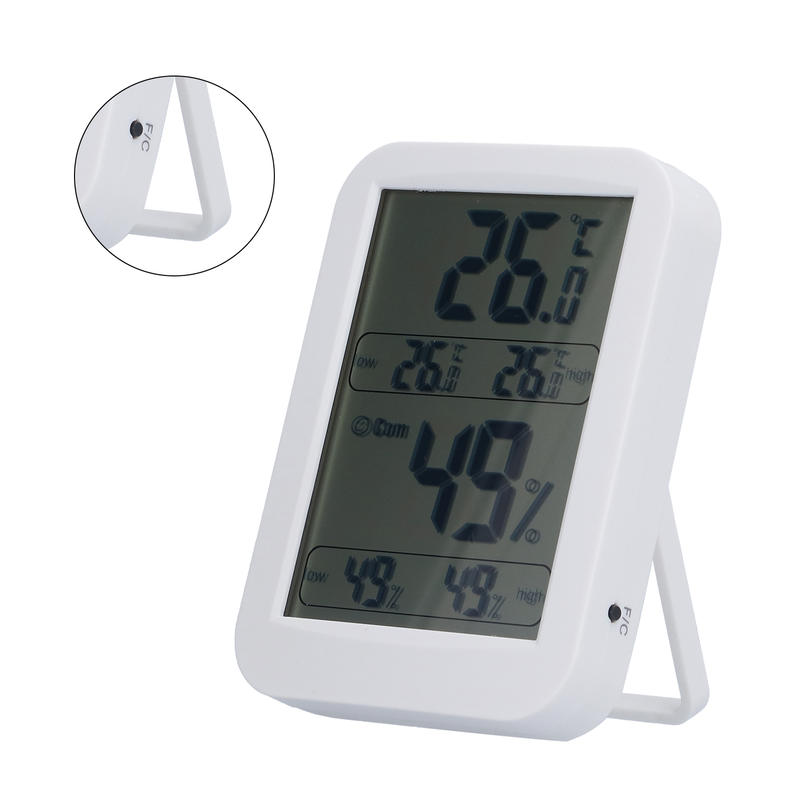 Digitales Thermo-hygrometer Mit Großem Display Und Speicherfunktion Zur Anzeige Von Temperatur Und Luftfeuchtigkeit.