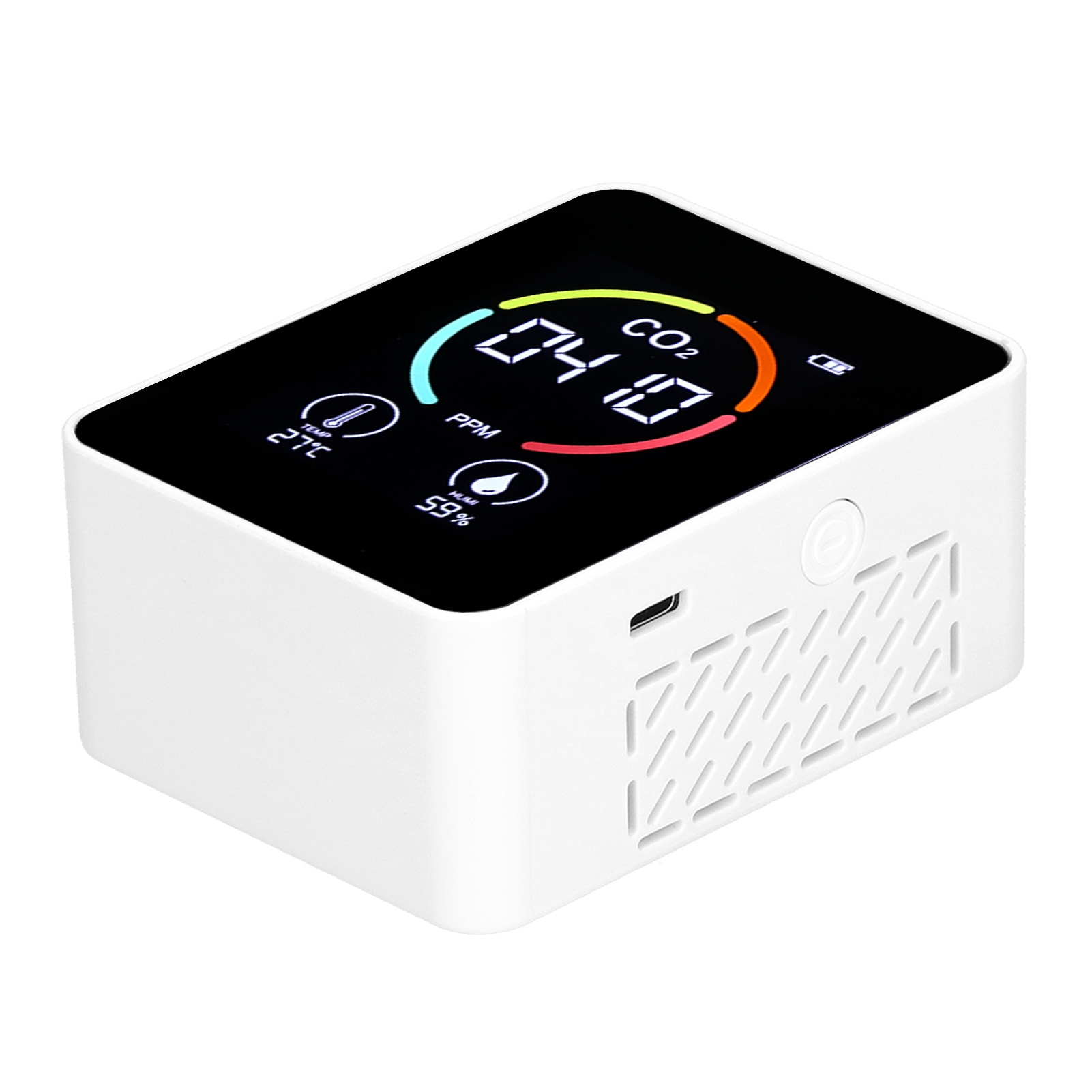 Kohlendioxid-detektor, Halbleiter, Usb-ladefunktion, Lcd-display, Temperatur- Und Feuchtigkeitsmessung, Luftqualitätsanzeige, Weiß