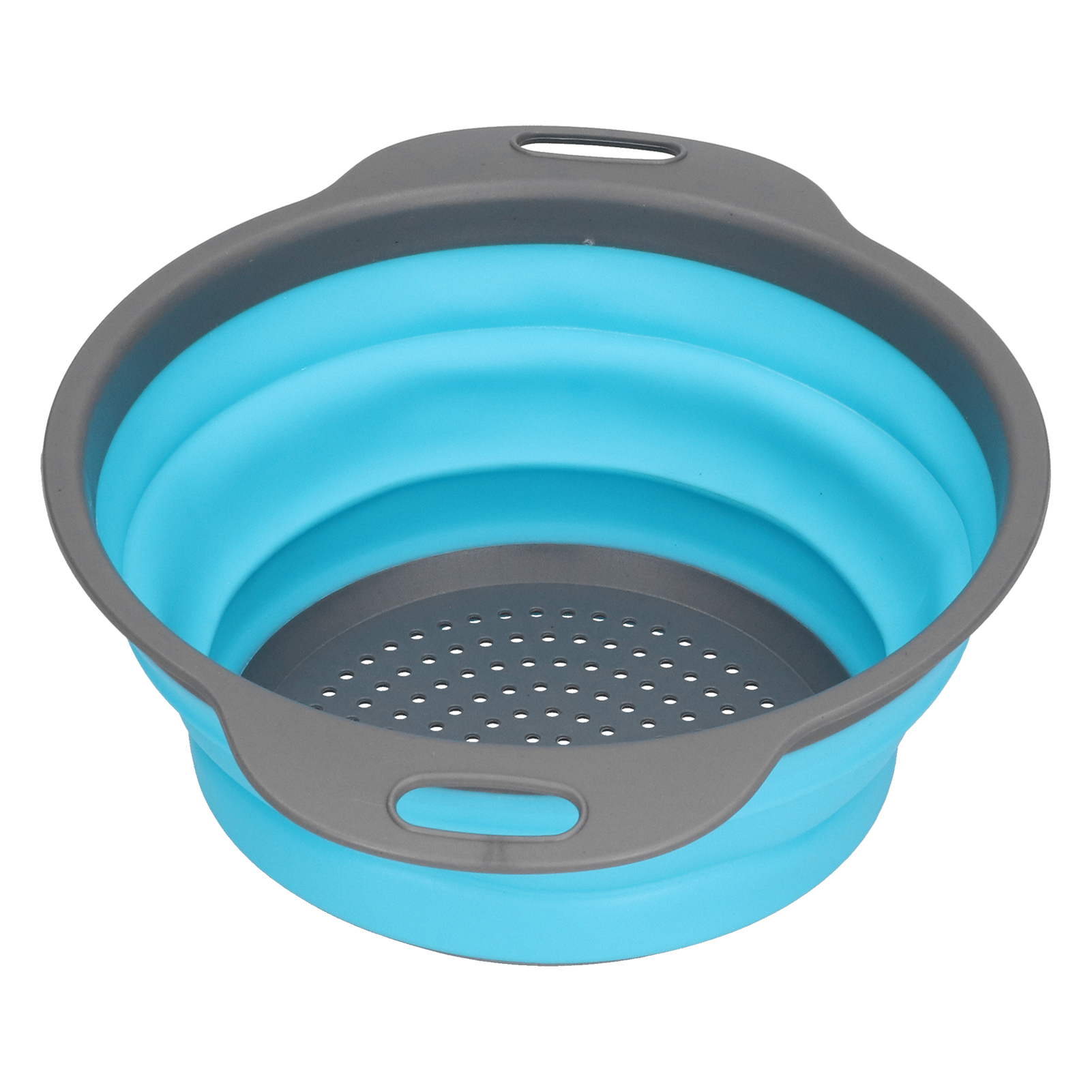 Silikon-abtropfkorb, Rund, Faltbar, Obst- Und Gemüsewaschkorb Mit Griff Für Die Küche, Blau, Groß