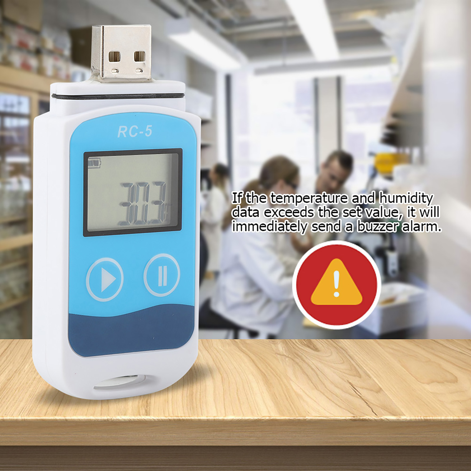 Tragbarer Rc-5 Temperaturdatenlogger, Mini-recorder, Lcd-display, 32.000 Messpunkte, Interner Sensor