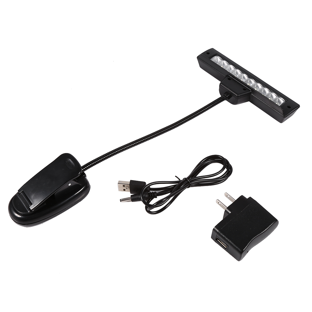 Tragbare 10-led-klemmleuchte Für Notenständer, Schlafzimmer, Schreibtisch, Leselampe, Wechselstrom 110–220 V, 2 Stück
