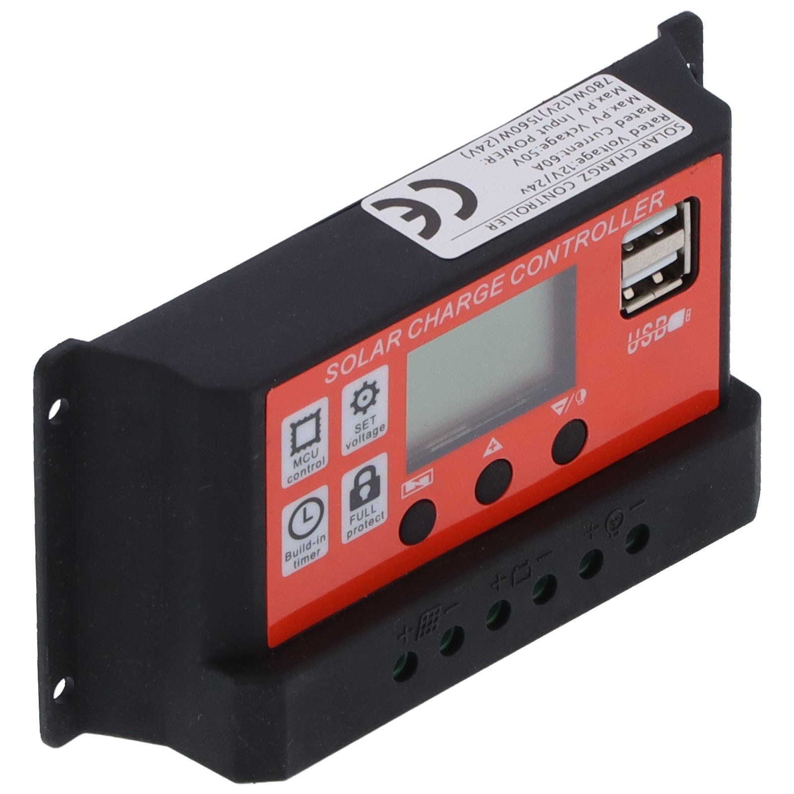60a 12v/24v Pwm-solarladeregler, 8-stufiger Batterieregler Mit Lcd-anzeige Für Pv-modulsysteme