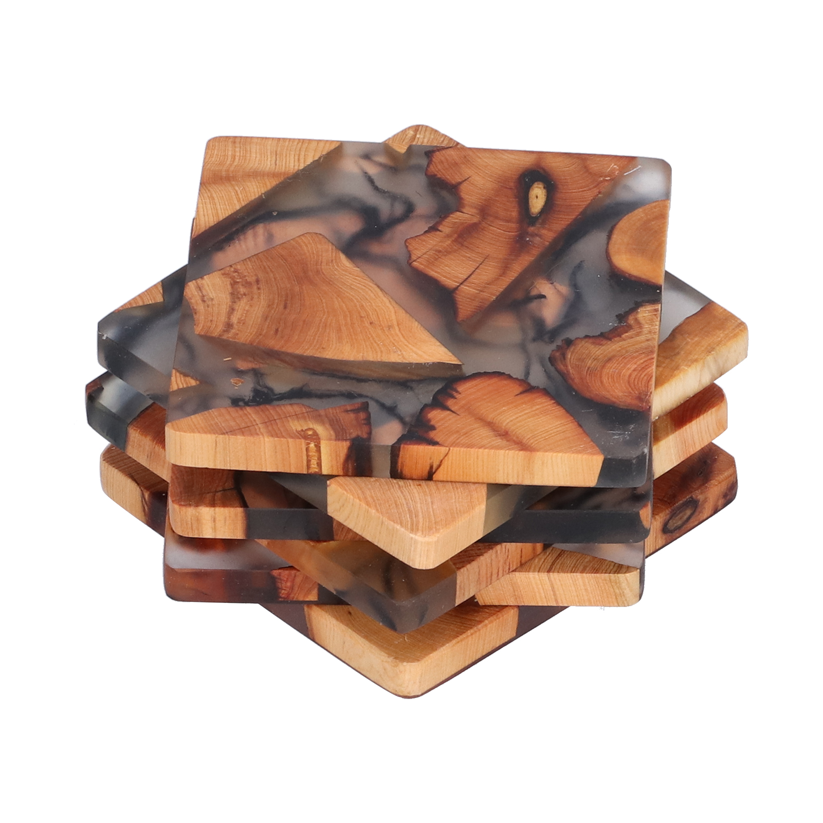 6er-set Innovative, Isolierende Untersetzer Aus Holz Für Tassen, Bastelarbeiten, Tischdekoration, Quadratische Form