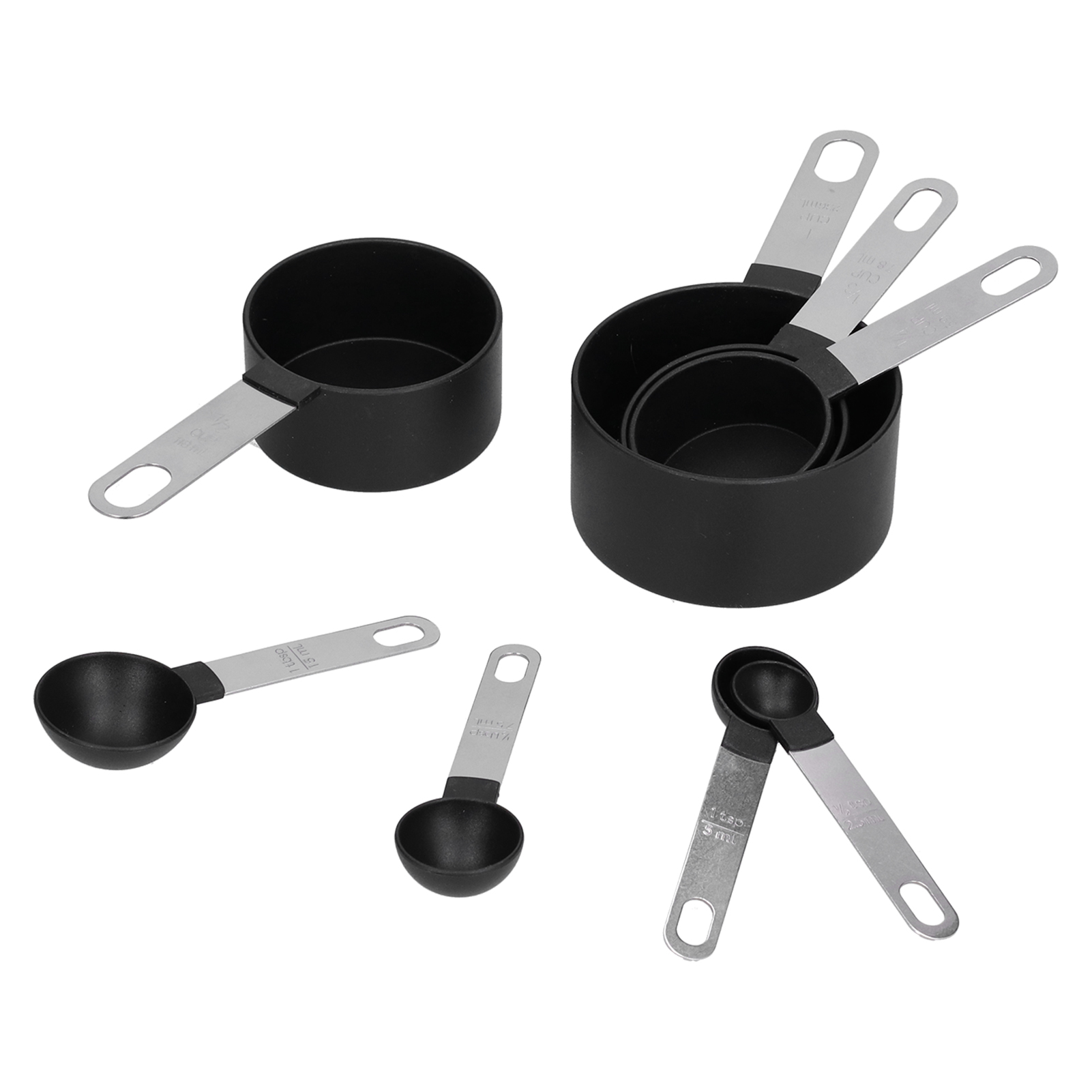 8-teiliges Set Messbecher Und -löffel Aus Edelstahl Mit Griff, Backzubehör Für Zuhause