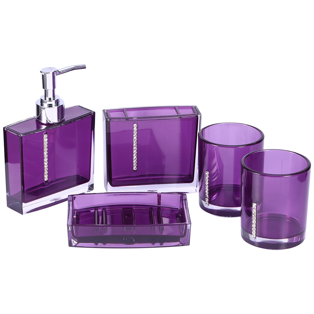 5-teiliges Set Acryl-badezimmeraccessoires: Badewannenbecher, Flaschenhalter, Zahnbürstenhalter, Seifenschale