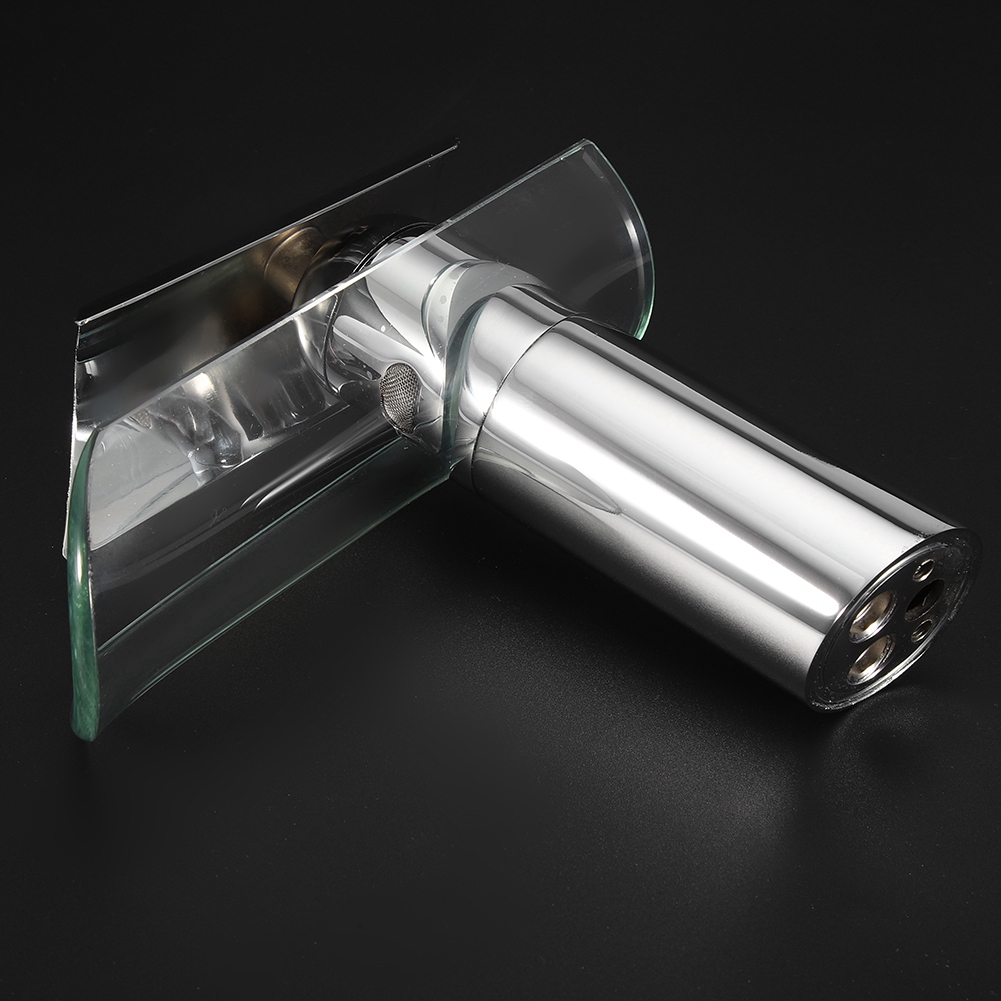 Badezimmer-waschtischarmatur, Glas-wasserfall, Chrom-waschtisch-mischbatterie (eu-stecker G3/4'')