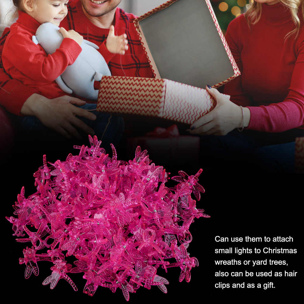 100 Stück Gartenwerkzeuge Stielclips Zum Anpflanzen Aufrechter Orchideen-mini-stiele Aus Kunststoff, Rosenrot