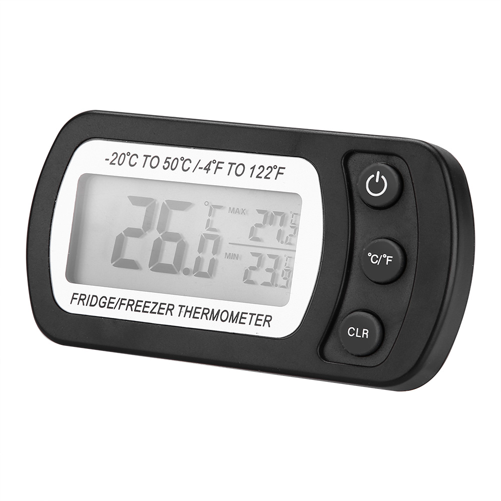 Großes Digitales Lcd-thermometer Für Kühlschrank Und Gefrierschrank Mit Verstellbarem Ständer, Schwarz