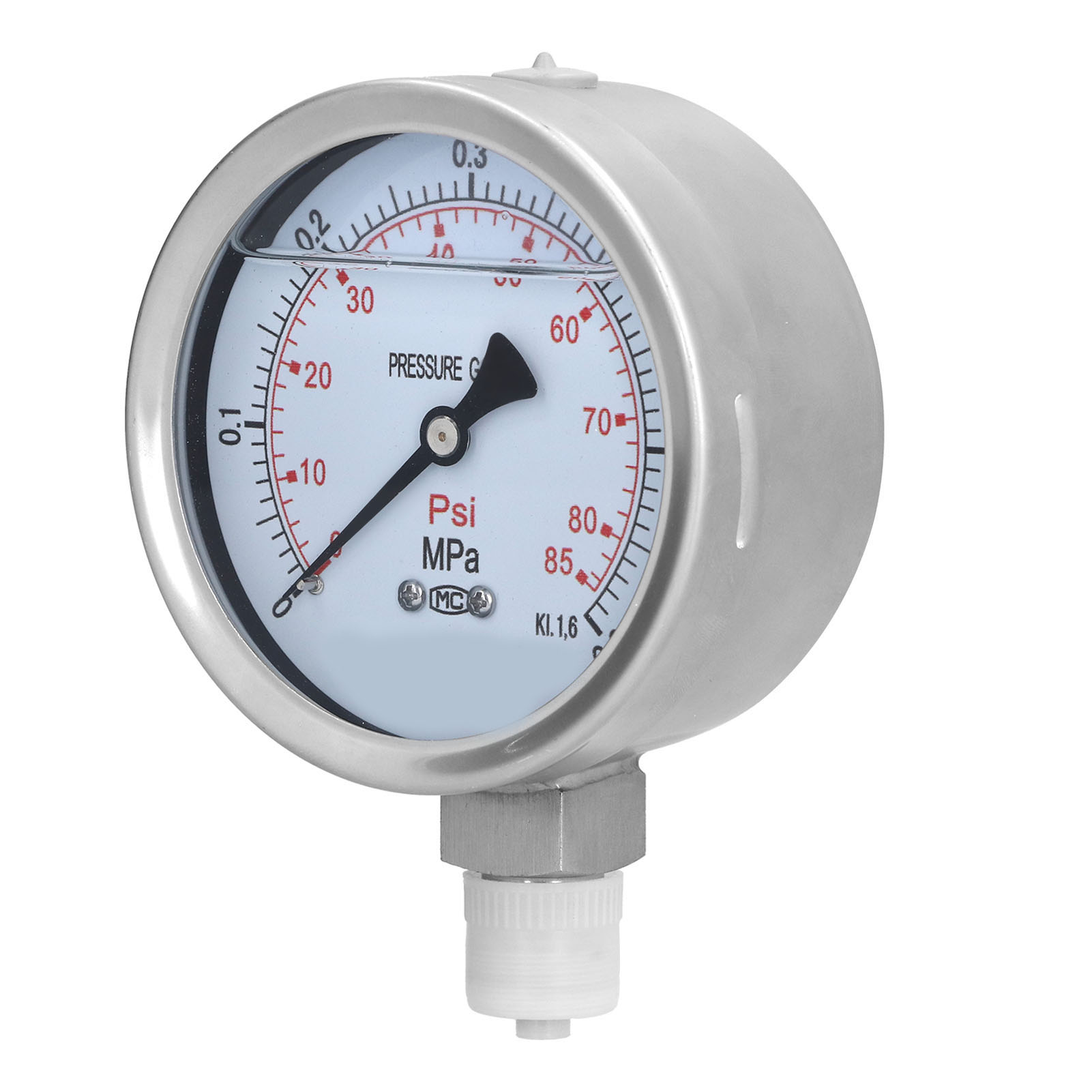 Y-100bf 0-0,6 Mpa Radialdruckmessgerät, Edelstahl, Korrosionsbeständig, Stoßfest, Ölgefülltes Vakuummeter