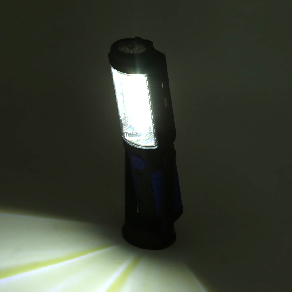 Wiederaufladbare 3w Cob-led-taschenlampe, Camping-notfallleuchte Mit Magnetständer, Blau