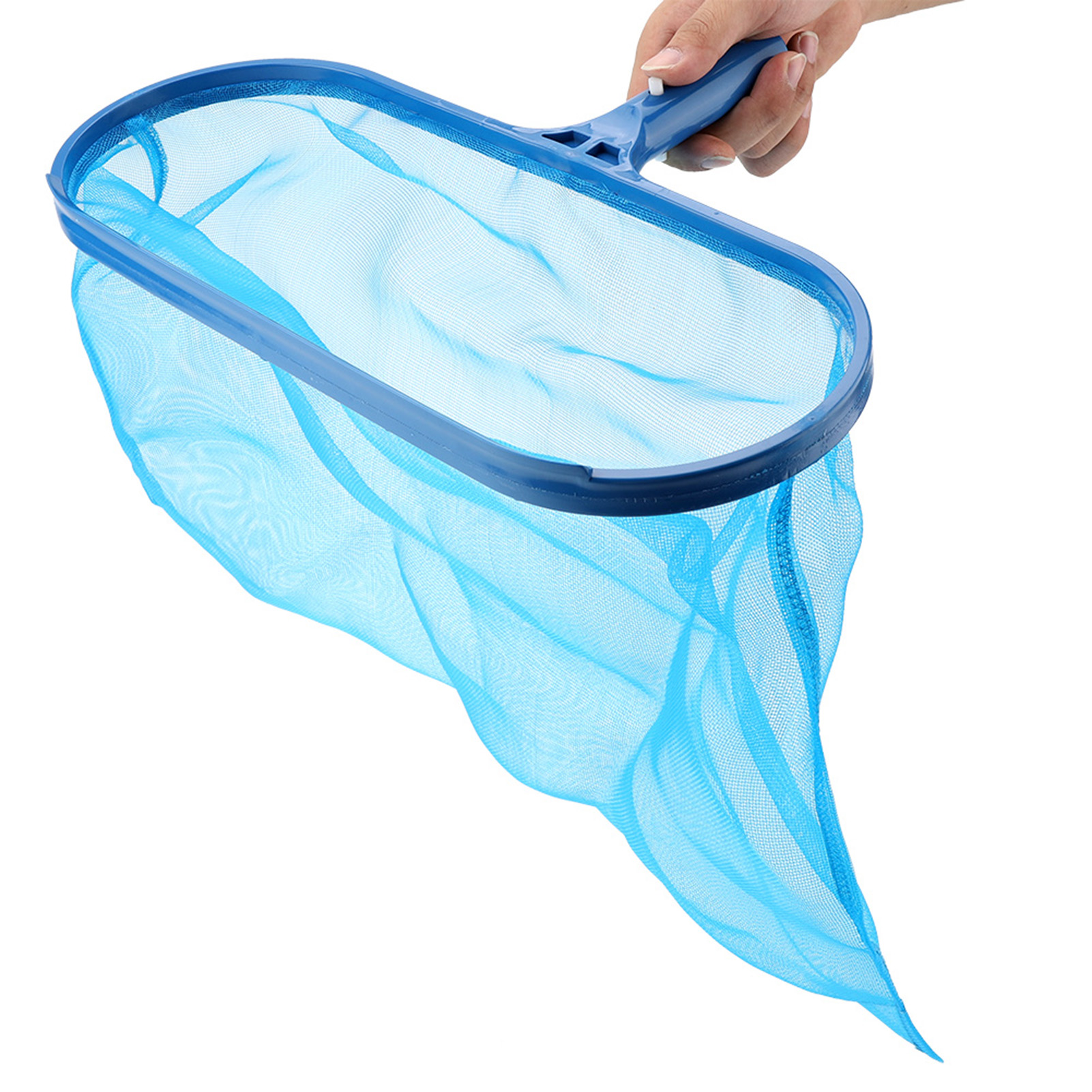 Blauer Laubkescher Aus Kunststoff Mit Feinem Maschennetz Und Tiefem Beutel Zur Reinigung Von Schwimmbecken, Teichen Und Badewannen