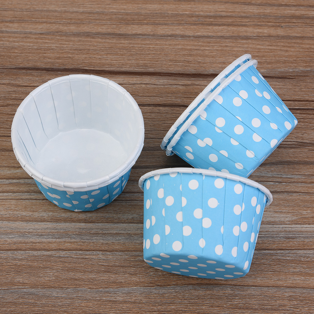 100 Mini-cupcake-förmchen, Runde Papierförmchen Für Kuchen, Muffins Und Mehr, Blau