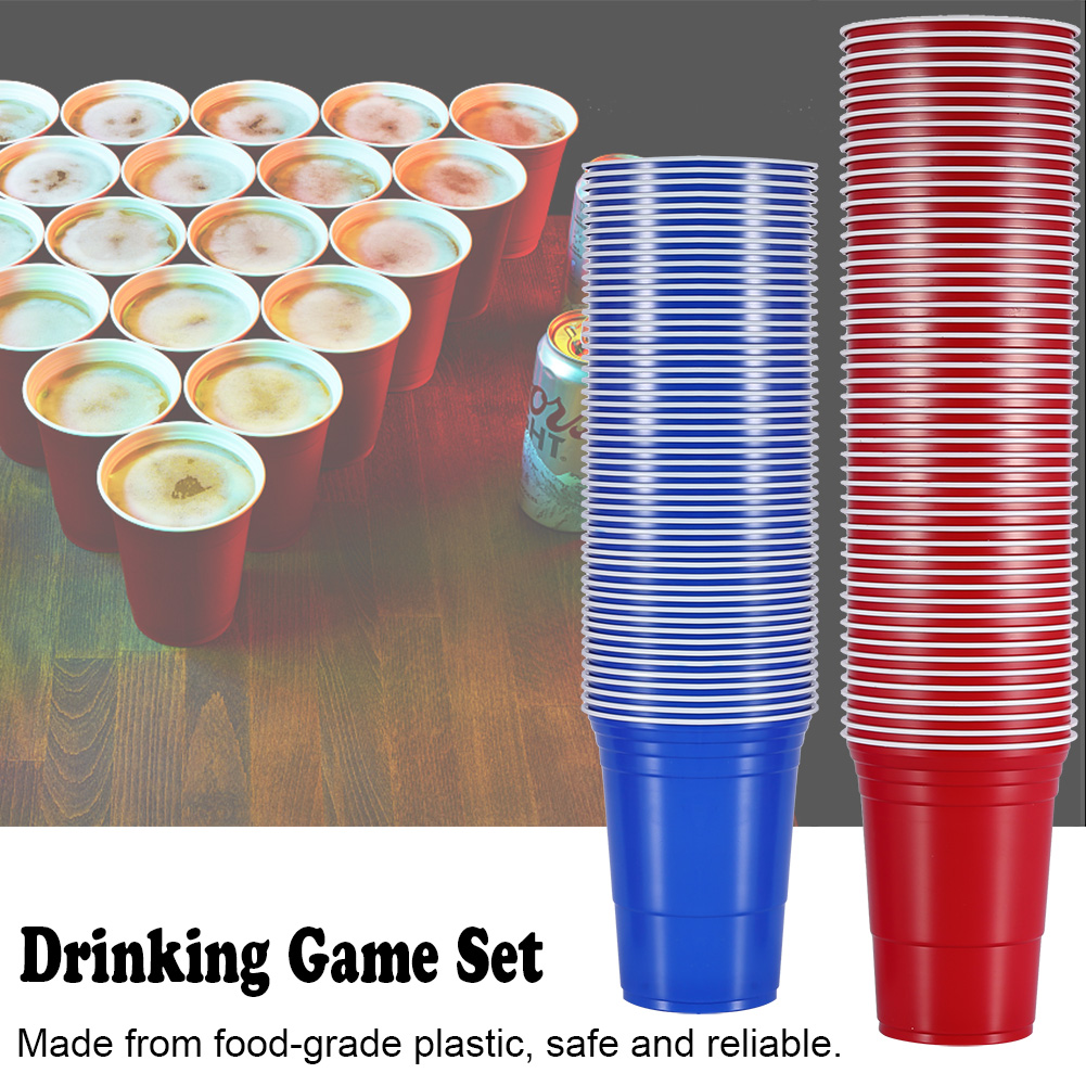 Beer-pong-set, Beer-pong-trinkspiel-set, Beer-pong-becher (50 Rote Becher, 50 Blaue Becher)