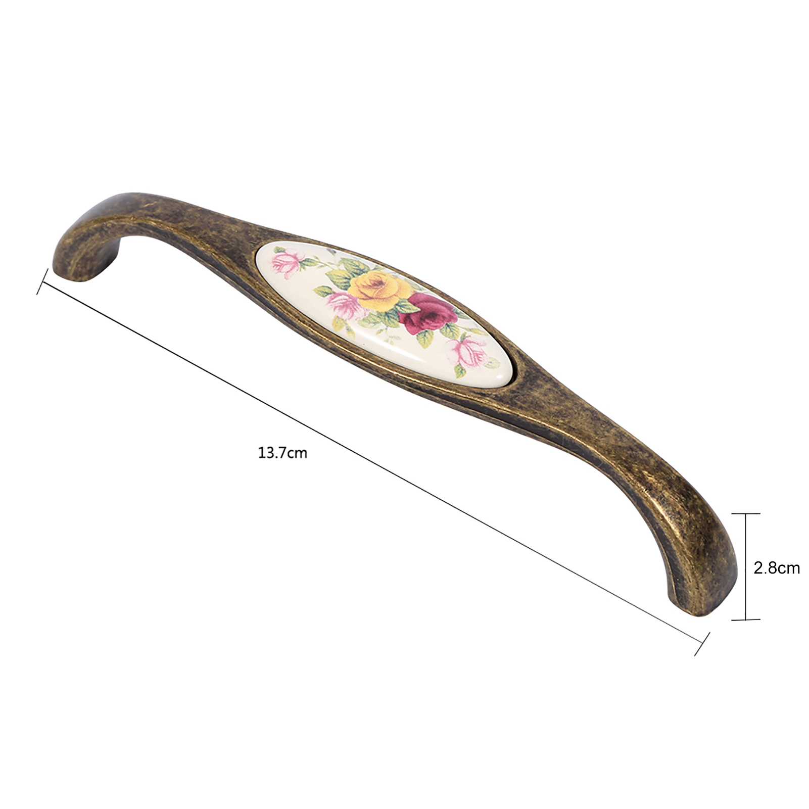 Ländliche Blumenmuster Keramik Bronze Diy Türgriffe Schrank Kleiderschrank Knöpfe Griff 3
