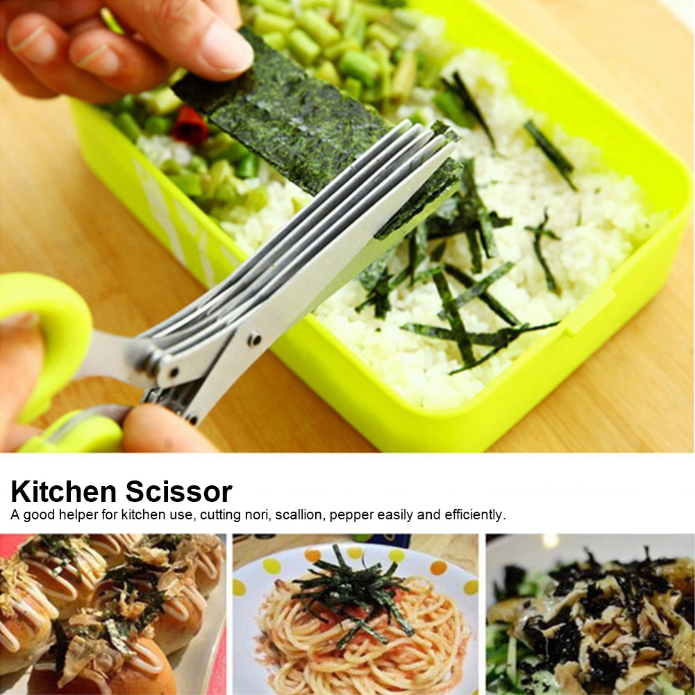 Küchenschere Aus Edelstahl, 5-lagig, Geeignet Zum Zerkleinern Von Frühlingszwiebeln Und Sushi (gelb)