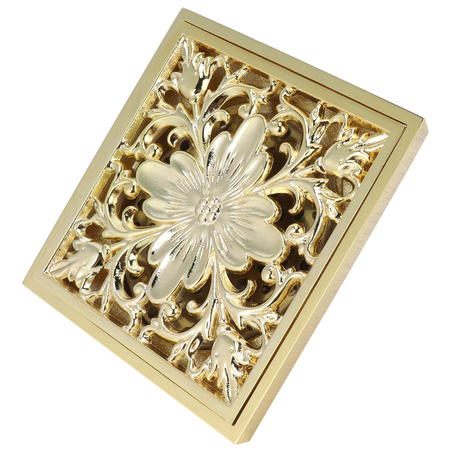Wc-bodenablauf-set, Geruchshemmend, Verstopfungsfrei, Abflusssieb, Badezimmerzubehör, Gold, 10x10cm (flache Ausführung)