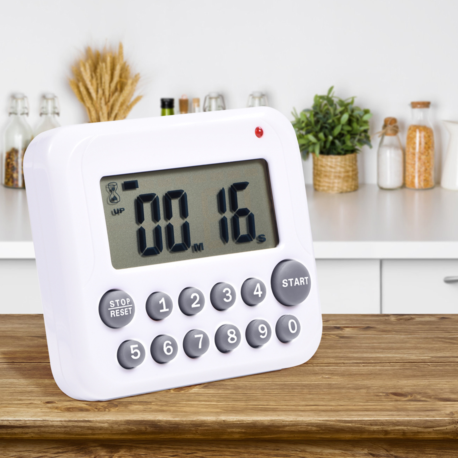 Digitaler Küchentimer Mit Großem Lcd-display, Countdown-uhr Mit 99-minuten-alarm, Batteriebetrieben, Grau
