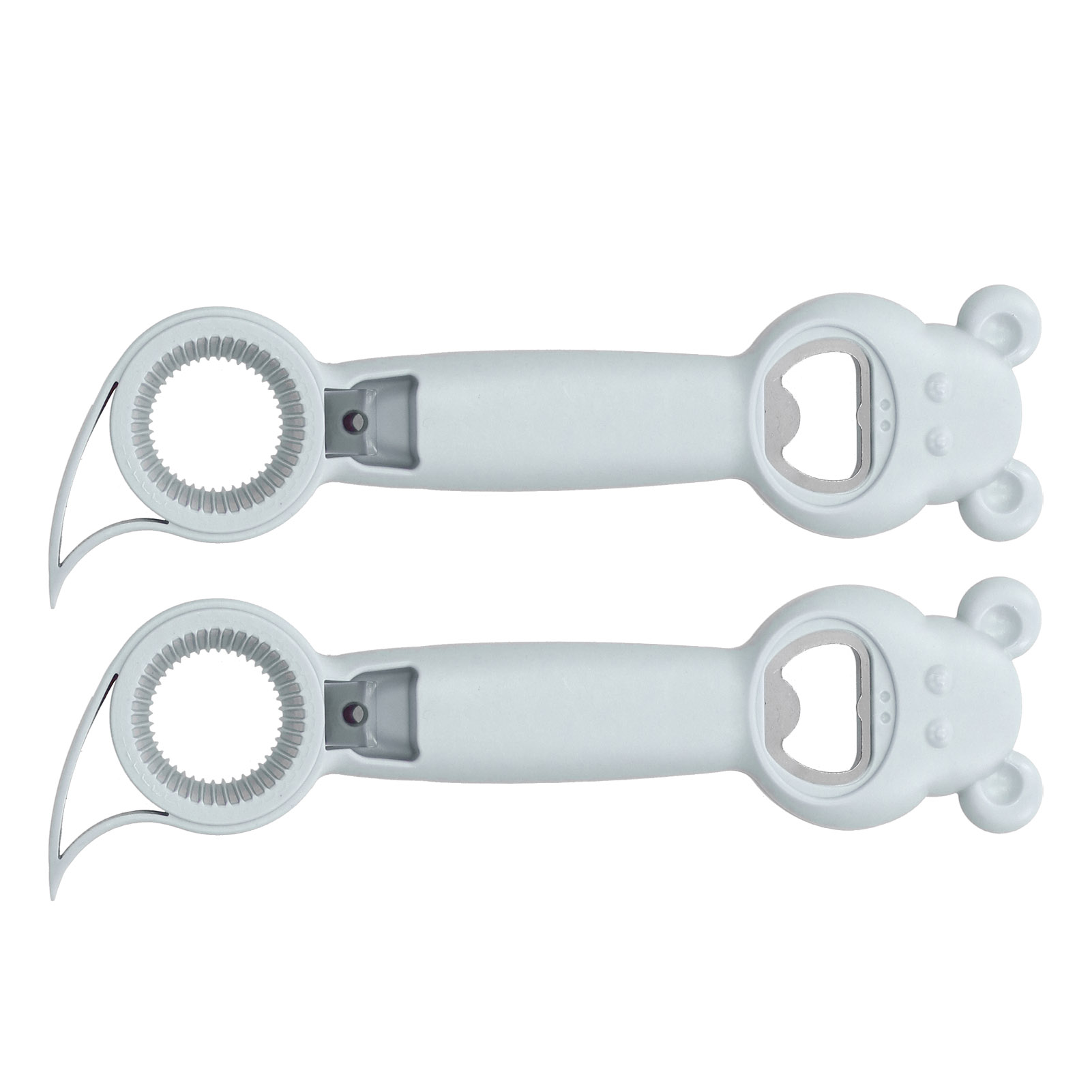 Stück 4-in-1 Dosenöffner, Universell, Tragbar, Manuell, Für Getränkeflaschen, Grau