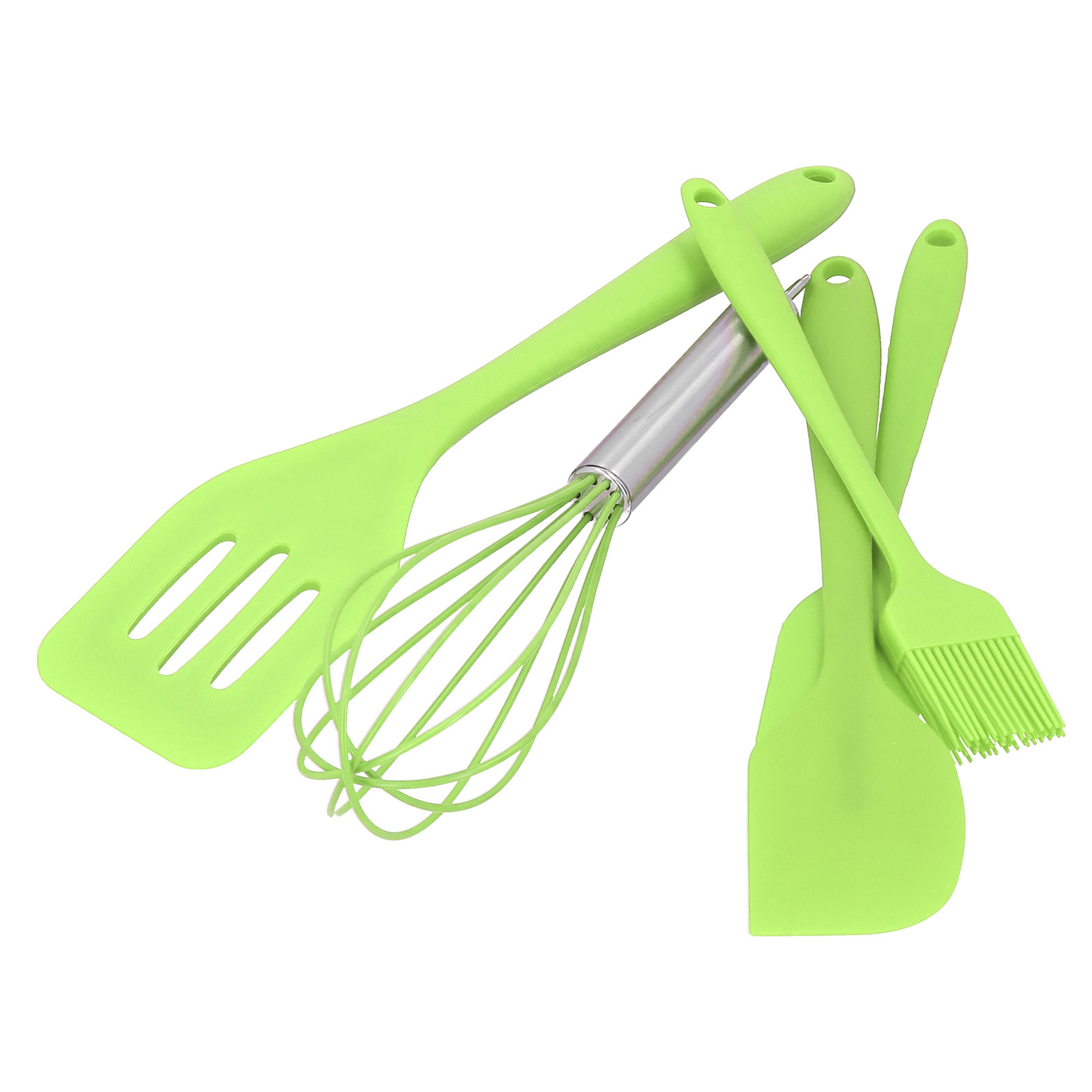 5-teiliges Silikonspatel-set, Diy-küchenutensil, Backwerkzeug, Kuchendekoration Für Die Heimbäckerei, Grün