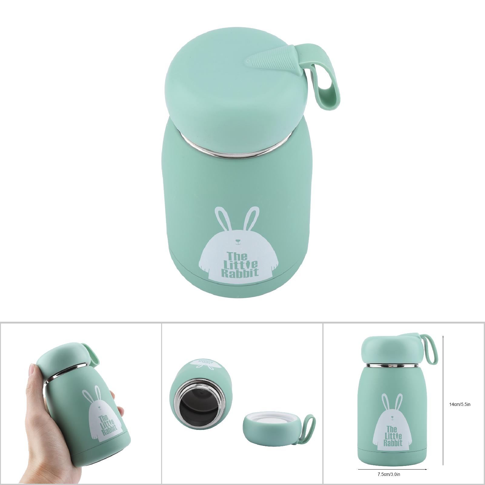 Edelstahl-vakuumbecher Mit Niedlichem Hasenmuster, Thermosbecher, Wasserflasche (grün)