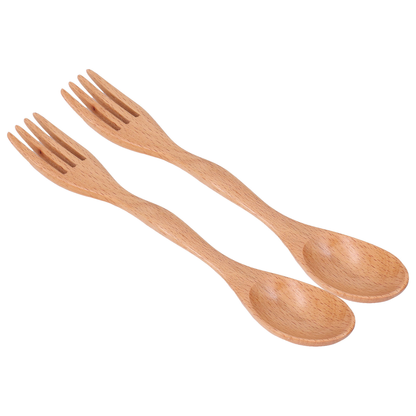 2-teiliges Set Aus Buchenholzlöffel Und -gabel, Vielseitig Verwendbar, Dessertlöffel Und -gabel