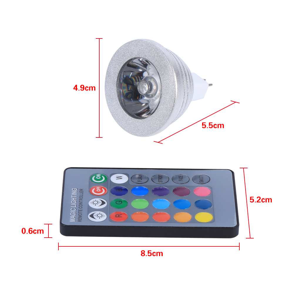Mr16 3w Rgb Led-lampe Mit Farbwechsel, 12v-24v, Mit Fernbedienung Für Die Hausbar