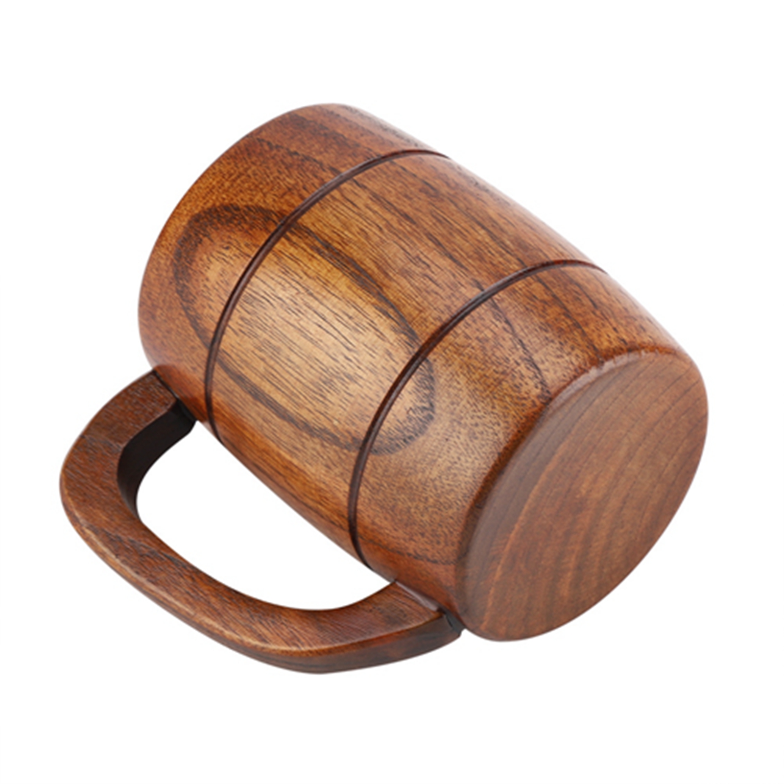 Natürlicher Holzbecher Im Retro-stil, Großes Fassungsvermögen, Klassischer Trinkbecher Aus Holz Mit Henkel