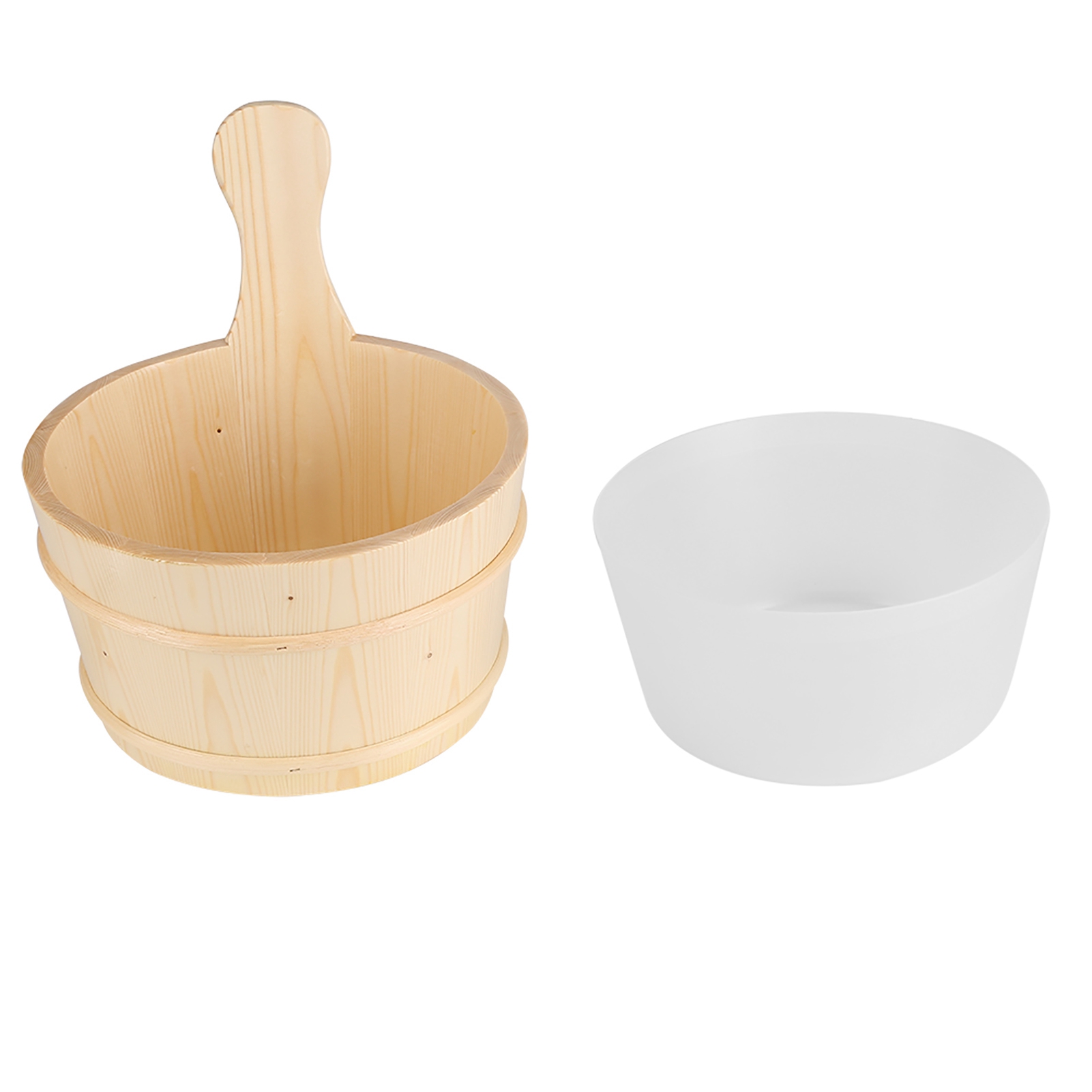 Badezimmer-eimer- Und Schöpfkellenset Aus Naturholz Für Sauna, Spa Und Bad