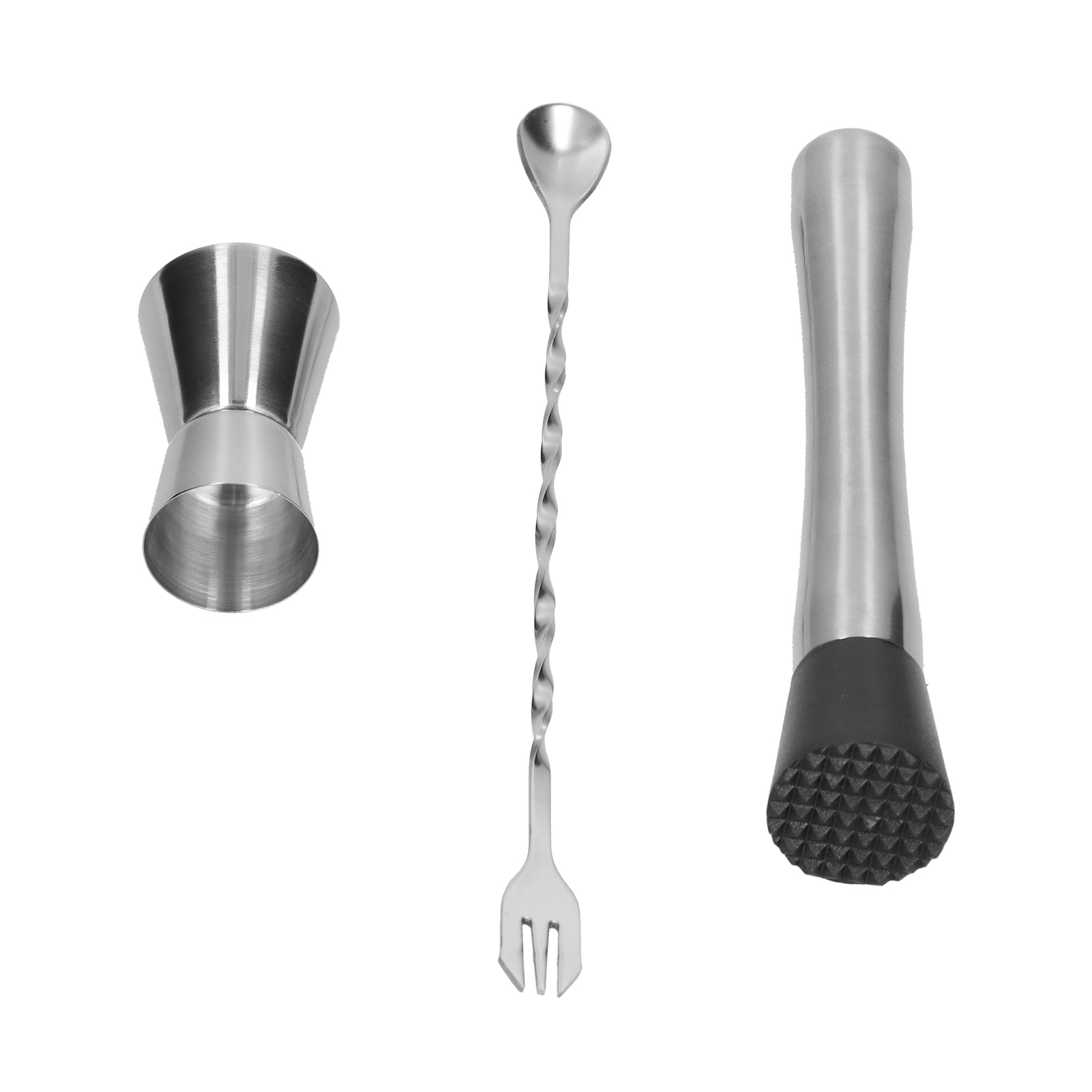 Cocktail-jigger-set Aus Edelstahl Mit Stößel Und Rührlöffel – Barzubehör