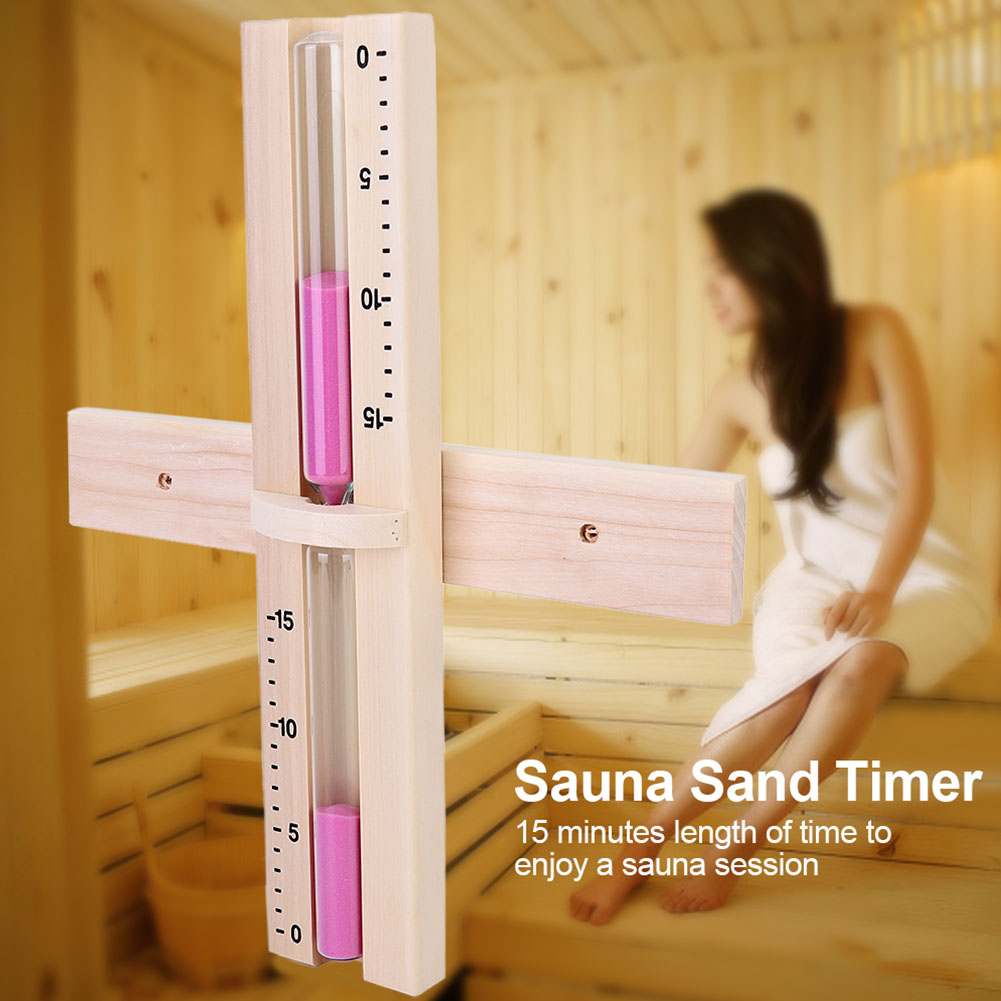 15 Minuten Sauna-sanduhr, Wandmontierte Sanduhr Aus Holz Mit Rosa Sand