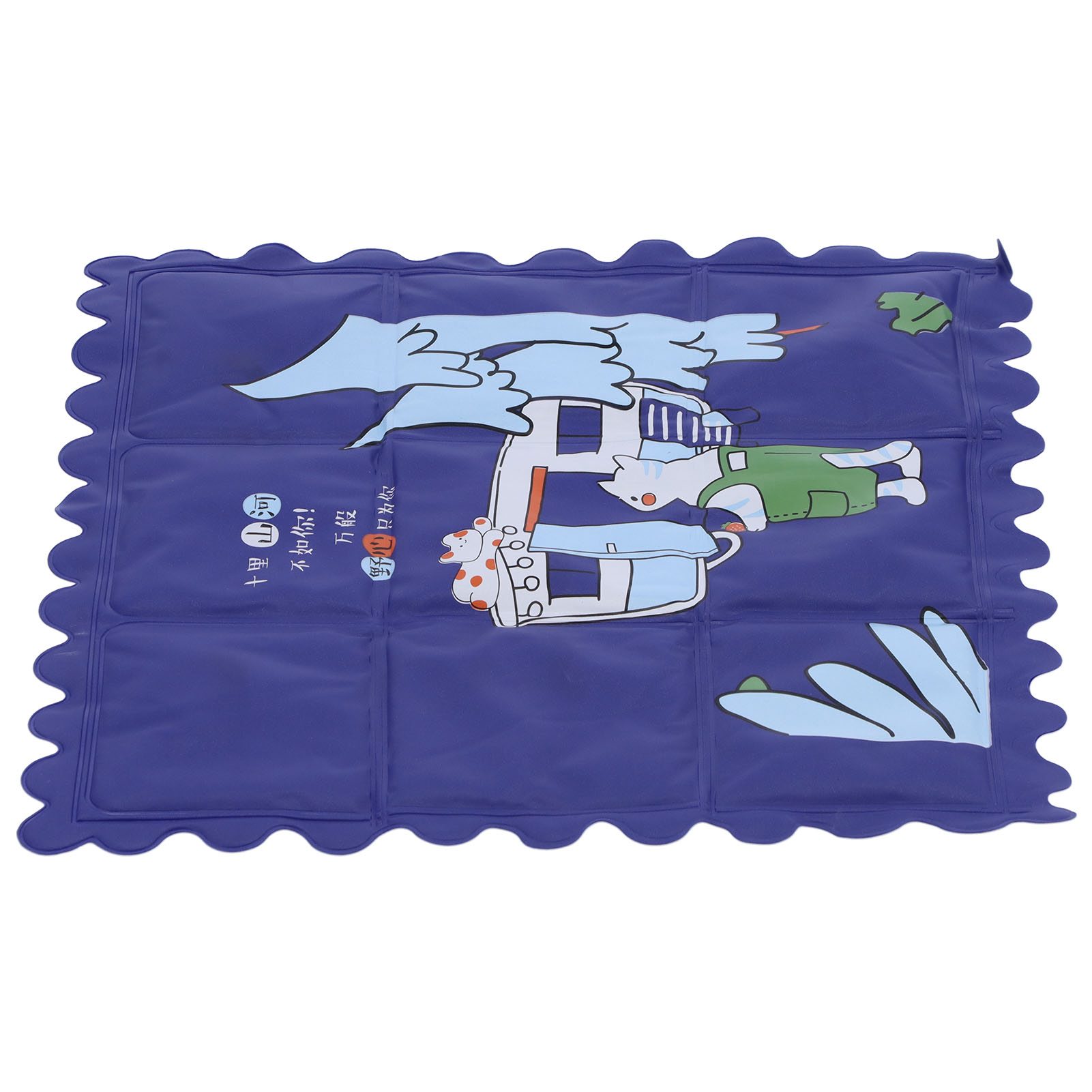 Kühlmatte, Sauber Und Hygienisch, Atmungsaktiv, Mit Cartoon-motiv, Ideal Für Sommer, Zuhause Oder Studentenwohnheim, Marineblau